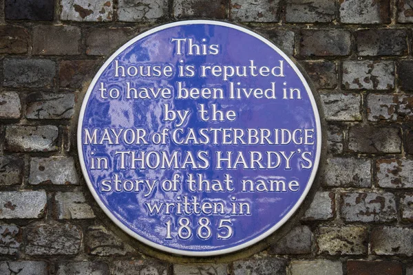 Thomas Hardy Blue Plaque in Dorchester — Stock Photo, Image