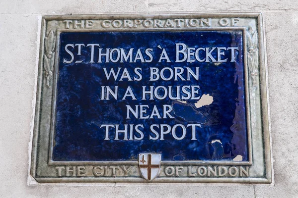 St. Thomas Una targa Becket a Londra — Foto Stock