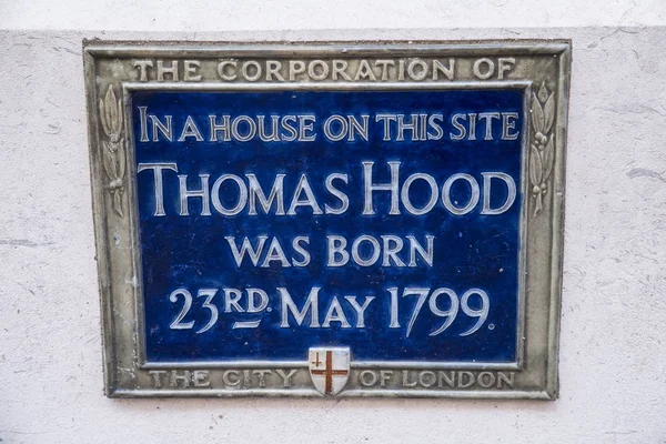 Placa de Thomas Hood en Londres — Foto de Stock