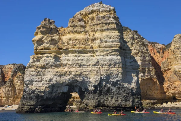 Portugália Szeptember 2017 Egy Hajókirándulást Barlang Feltárása Barlangok Lagos Algarve — Stock Fotó