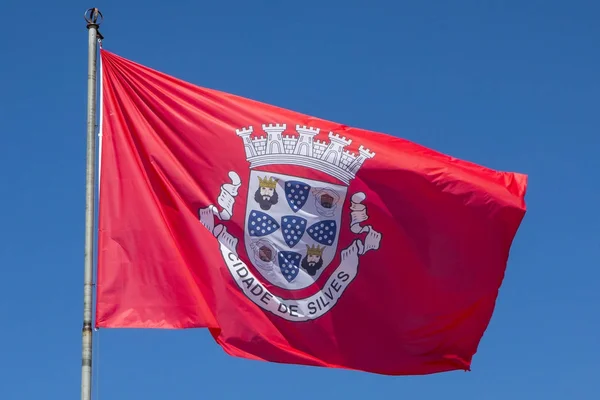 Város Silves zászló, Portugália — Stock Fotó