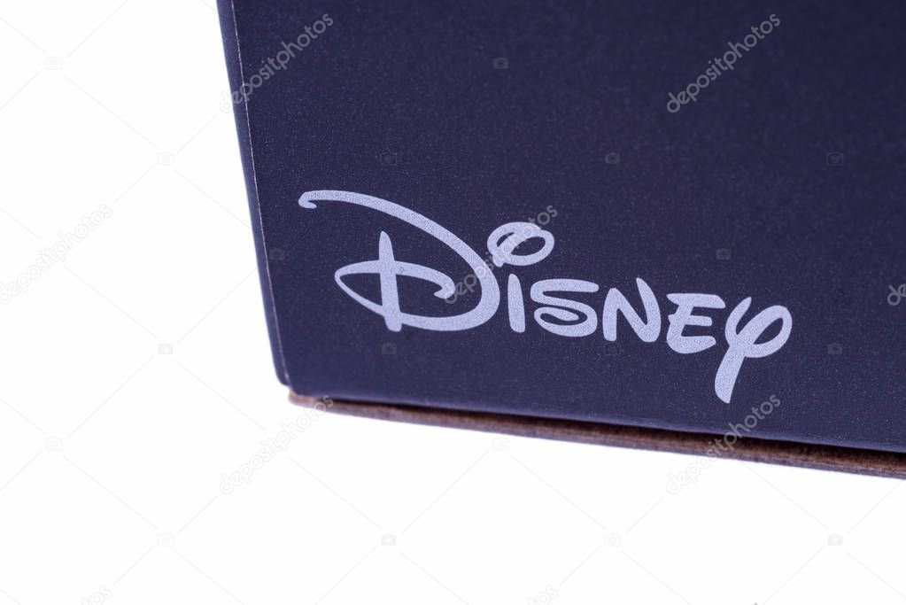 LONDON, UK - OCTOBER 10TH 2017: A close-up of the Disney logo on a product item, on 10th October 2017.