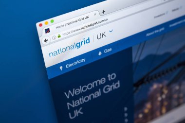 Londra, İngiltere - 17th Ekim 2017: Resmi web sitesi için İngiltere'de ulusal Grid - İngiltere'de, 17 Ekim 2017 üzerinde yüksek voltajlı elektrik iletim ağ ana sayfası.