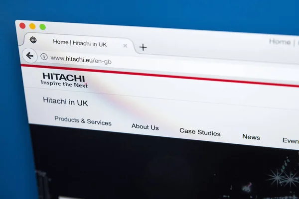 Londres Reino Unido Octubre 2017 Página Web Oficial Hitachi Empresa — Foto de Stock