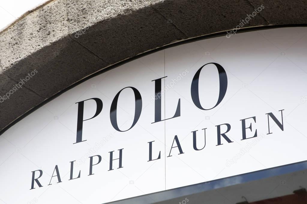 LANZAROTE, SPAIN - JANUARY 20TH 2018: The symbol for Polo Ralph Lauren - the flagship brand of the Ralph Lauren Corporation, on 20th January 2018.