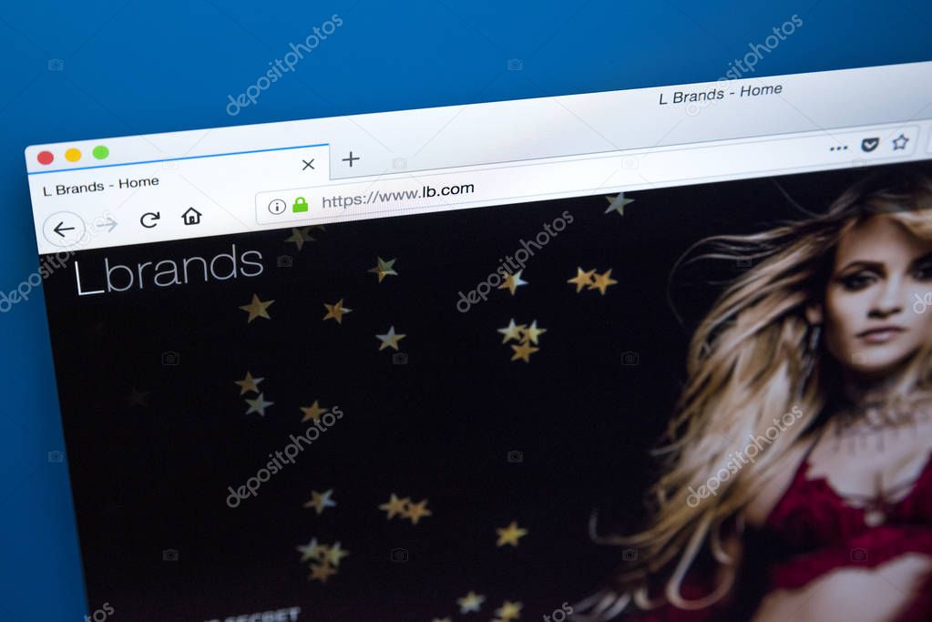 LONDON, UK - JANUARY 25TH 2018: The homepage of the official website for L Brands Inc - the American fashion retailer, on 25th January 2018.