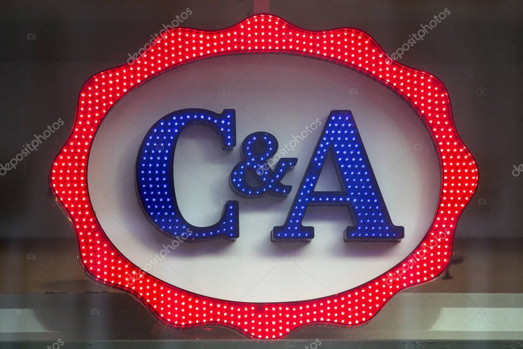 PRAGUE, CZECH REPUBLIC - DECEMBER 23RD 2017: The sign above the entrance to a C&A retail store in the city of Prague in Czech Republic, on 23rd December 2017.
