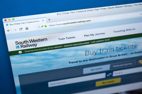 South Western Railway Website — Stock Photo, Image