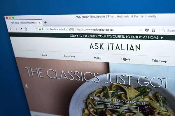 PREGUNTA Restaurante italiano Sitio web — Foto de Stock