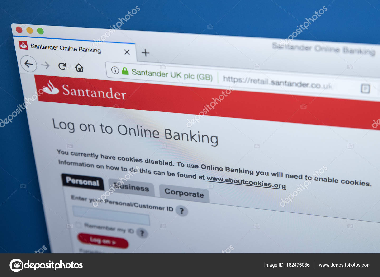 Santander Online Banking Redaktionelles Stockfoto C Chrisdorney