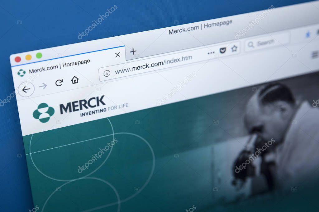 LONDON, UK - NOVEMBER 25TH 2017: The homepage of the official website for Merck & Co - American pharmaceutical company and one of the largest pharmaceutical companies in the world, on 25th November 2017.