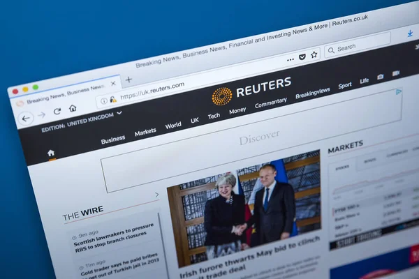 Sitio web de la Agencia de Noticias Reuters — Foto de Stock