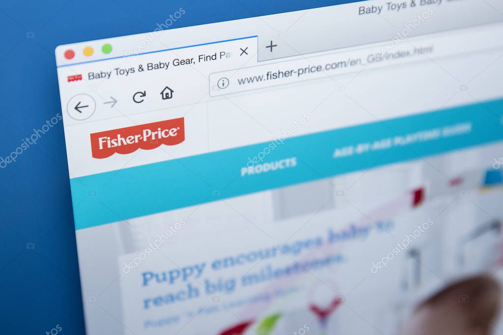 LONDON, UK - NOVEMBER 28TH 2017: The homepage of the official website for Fisher-Price - the American company that produces educational toys, on 28th November 2017.