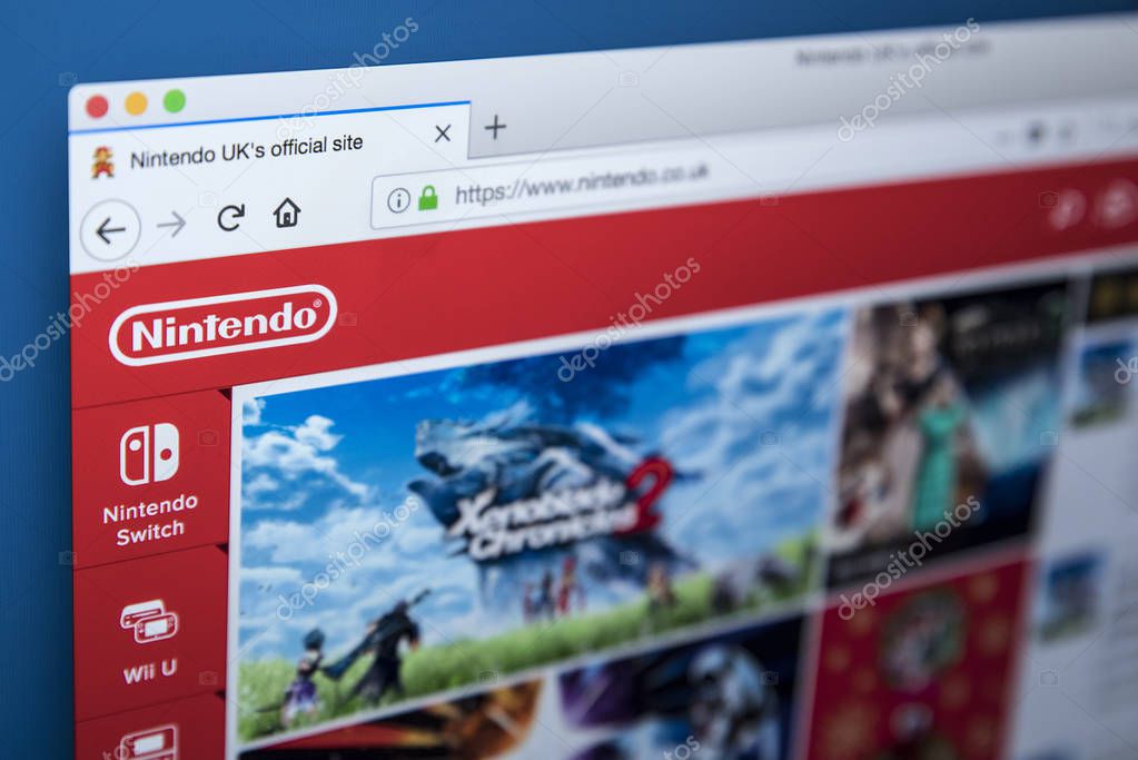 LONDON, UK - NOVEMBER 28TH 2017: The homepage of the official website for Nintendo - the Japanese multinational consumer electronics and video game company, on 28th November 2017.