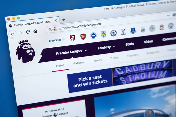 Webseite der Premier League — Stockfoto