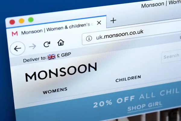 Sitio web de Monsoon Clothing Chain — Foto de Stock