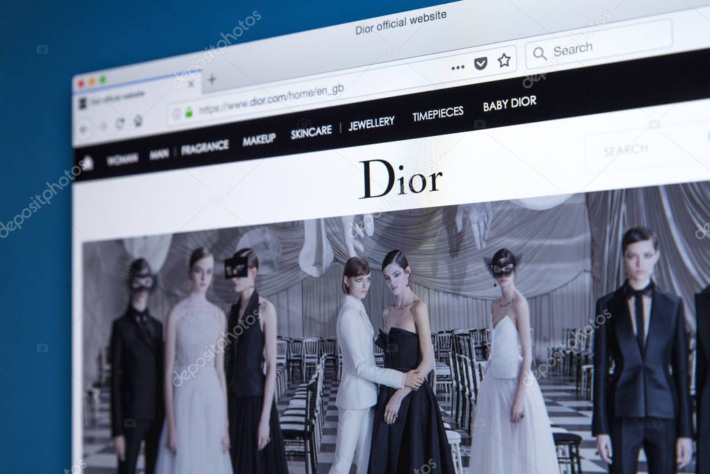 LONDON, UK - FEBRUARY 8TH 2018: The homepage of the official website for Christian Dior - the European luxury goods company, on 8th February 2018.