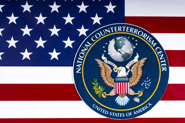 国家反恐中心印章和美国国旗 — 图库照片