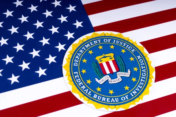 联邦调查局标志和美国国旗 — 图库照片