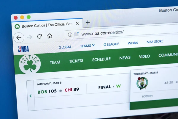 Boston Celtics Website — Stock Photo, Image