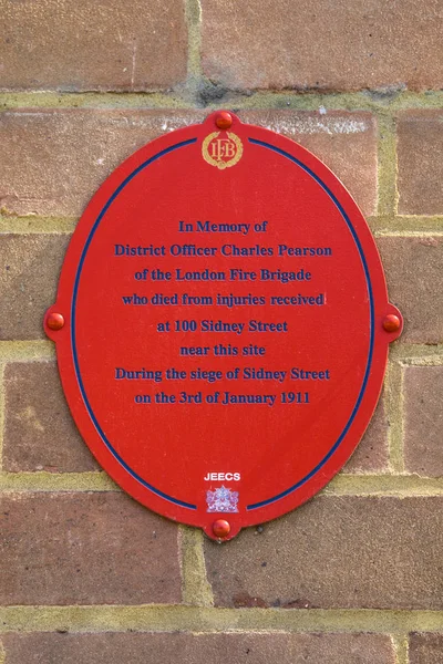 Sidney Street Siege Plaque in London — Stock Photo, Image