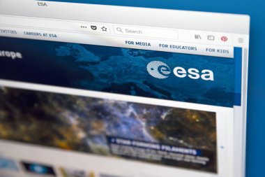 Londra, İngiltere - 29 Mart 2018: Avrupa Uzay Ajansı - 22 üye ülkelerinin alanı, keşif üzerinde 29 Mart 2018 adanmış bir örgüt için resmi web sitesi ana sayfası.