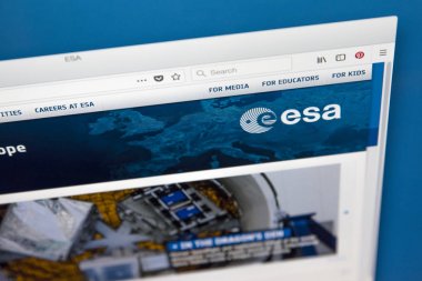 Londra, İngiltere - 29 Mart 2018: Avrupa Uzay Ajansı - 22 üye ülkelerinin alanı, keşif üzerinde 29 Mart 2018 adanmış bir örgüt için resmi web sitesi ana sayfası.