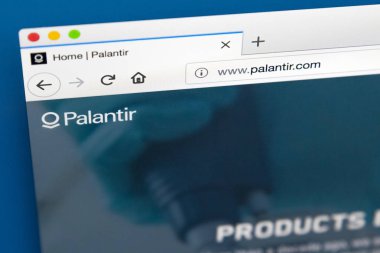 Londra, İngiltere - 29 Mart 2018: Palantir teknolojileri - özel Amerikan yazılım ve hizmetler için resmi web sitesi ana şirket, üzerinde 29 Mart 2018.