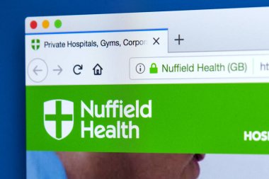 Londra, İngiltere - 5th Mart 2018: Resmi web sitesi üzerinde 5 Şubat 2018 Nuffield sağlık için ana. İngiltere'de en büyük değil, kar amacı gütmeyen sağlık kuruluşu olduğunu.