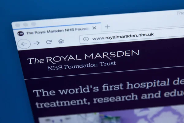 Лондон Великобританія 2018 Березня Домашній Сторінці Офіційного Сайту Royal Marsden — стокове фото