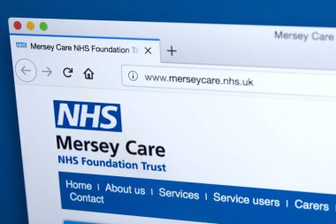Londra, İngiltere - 5th Mart 2018: Mersey bakım Nhs vakıf güven için 5 Mart 2018 tarihinde resmi web sitesi ana sayfası.