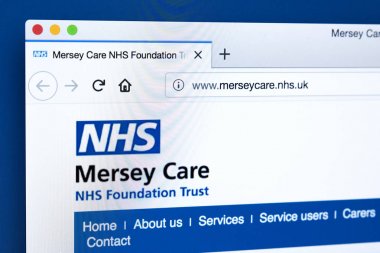 Londra, İngiltere - 5th Mart 2018: Mersey bakım Nhs vakıf güven için 5 Mart 2018 tarihinde resmi web sitesi ana sayfası.