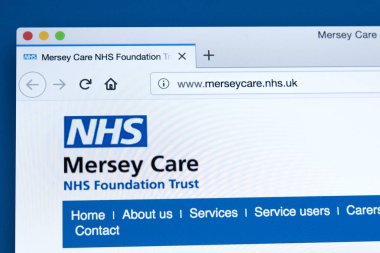 Londra, İngiltere - 5th Mart 2018: Mersey bakım Nhs vakıf güven için 5 Mart 2018 tarihinde resmi web sitesi ana sayfası.