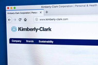 Londra, İngiltere - 5th Mart 2018: Resmi web sitesi üzerinde 5 Şubat 2018 Kimberly-Clark Corporation için ana. Kağıt bazlı ürünler üreten Amerikan çokuluslu kişisel bakım şirketi.