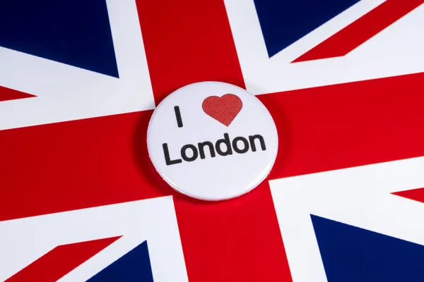 ロンドン イギリス 2018 2018 日にイギリス国旗に描かれる愛ロンドン バッジ — ストック写真