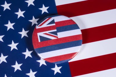 Londra, İngiltere - 27th Nisan 2018: Devlet Hawaii, Amerika Birleşik Devletleri bayrağı üzerinde 27 Nisan 2018 resimde sembolü.