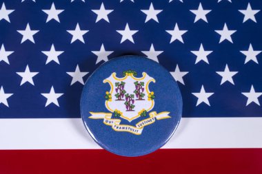 Londra, İngiltere - 27th Nisan 2018: Devlet Connecticut, Amerika Birleşik Devletleri bayrağı üzerinde 27 Nisan 2018 resimde sembolü.