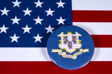 Londra, İngiltere - 27th Nisan 2018: Devlet Connecticut, Amerika Birleşik Devletleri bayrağı üzerinde 27 Nisan 2018 resimde sembolü.