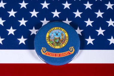 Londra, İngiltere - 27th Nisan 2018: Devlet Idaho, Amerika Birleşik Devletleri bayrağı üzerinde 27 Nisan 2018 resimde sembolü.