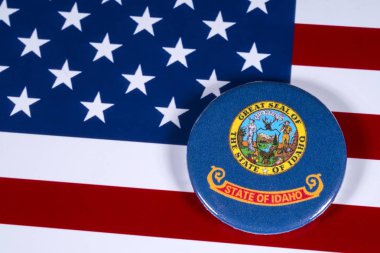 Londra, İngiltere - 27th Nisan 2018: Devlet Idaho, Amerika Birleşik Devletleri bayrağı üzerinde 27 Nisan 2018 resimde sembolü.