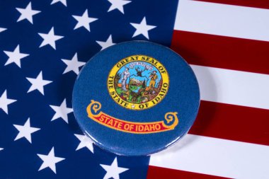 Londra, İngiltere - 27th Nisan 2018: Devlet Idaho, Amerika Birleşik Devletleri bayrağı üzerinde 27 Nisan 2018 resimde sembolü.