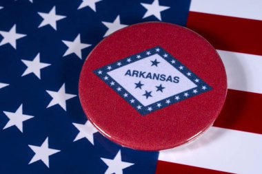 Londra, İngiltere - 27th Nisan 2018: Devlet Arkansas, Amerika Birleşik Devletleri bayrağı üzerinde 27 Nisan 2018 resimde sembolü.