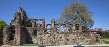 A view of St. Botolphs Priory in the historic market town of Colchester in Essex, UK.  The priory was a medieval Augustinian religious covent.  clipart