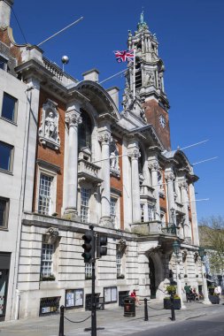 Colchester, İngiltere - 7 Mayıs 2018: Bir görünüm etkileyici mimarisinin Colchester Belediye Colchester Essex, İngiltere'de, pazar kasabasında 7 Mayıs 2018. 