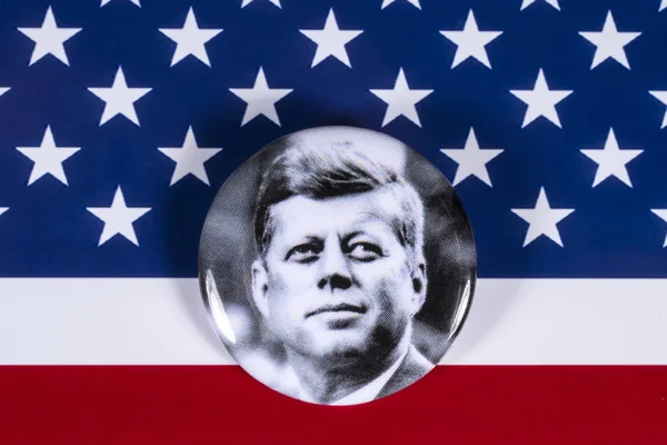 London April 2018 John Kennedy Skilt Afbildet Usa Flag April - Stock-foto