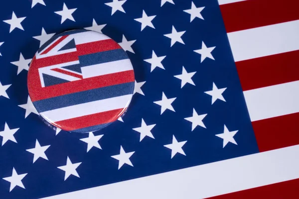2018年4月27日 夏威夷状态的标志 图片在美国的旗子 在2018年4月27日 — 图库照片