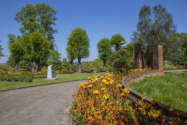 A view inside the beautiful Colchester Castle Park in the town of Colchester in Essex, UK. 