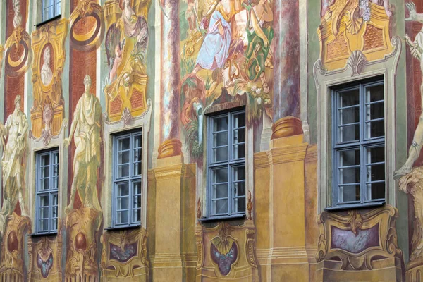 Malowany Mural na Altes Rathaus w Bambergu — Zdjęcie stockowe