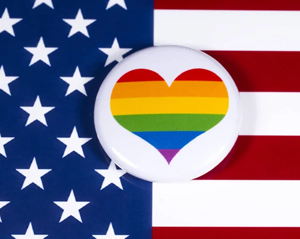 Lgbtq Szivárvány Szív és az USA zászló — Stock Fotó