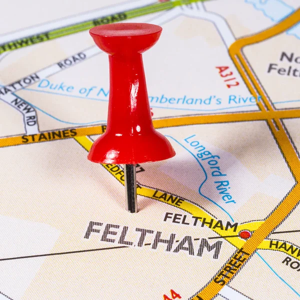 Feltham op een kaart van Engeland — Stockfoto